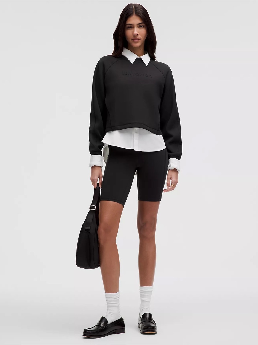lululemon athletica Black Crewneck Sweatshirt with Embossed Logo